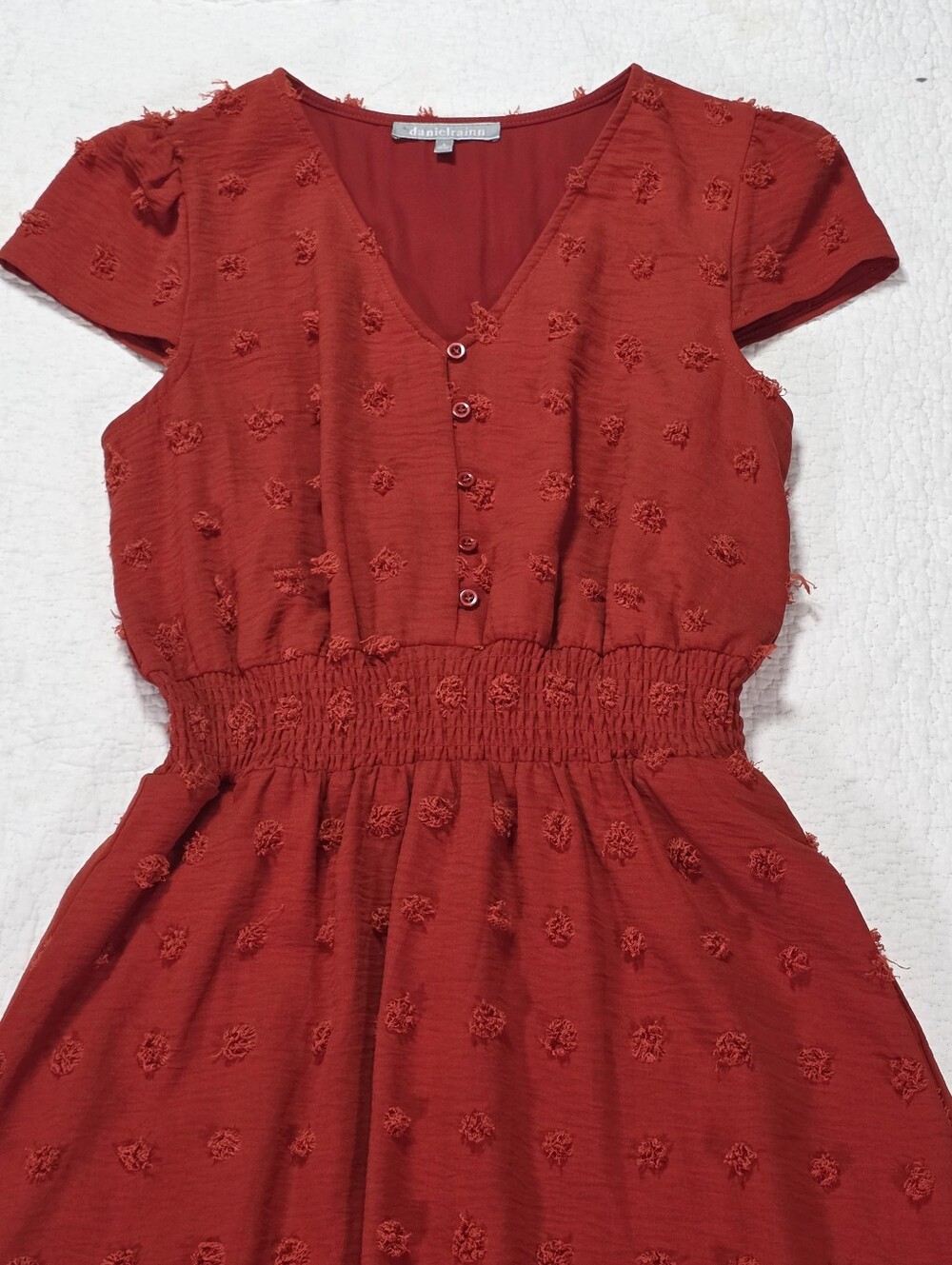 Daniel Rainn Samantha V-Neck Rusty Orange Maxi Dress. - Picture 3 of 8